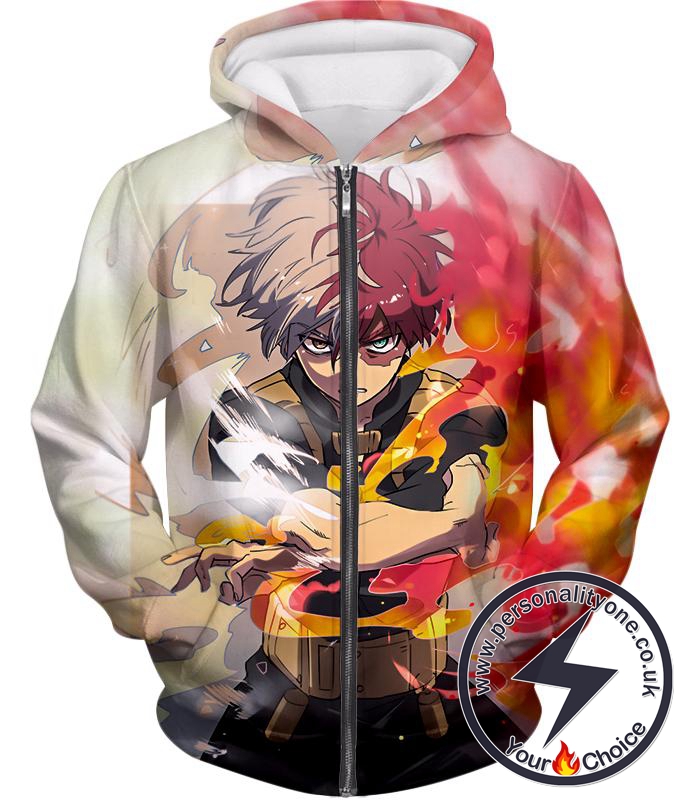 My Hero Academia Being the Best Shoto Todoroki Half Cold Half Hot Hero Action Zip Up Hoodie